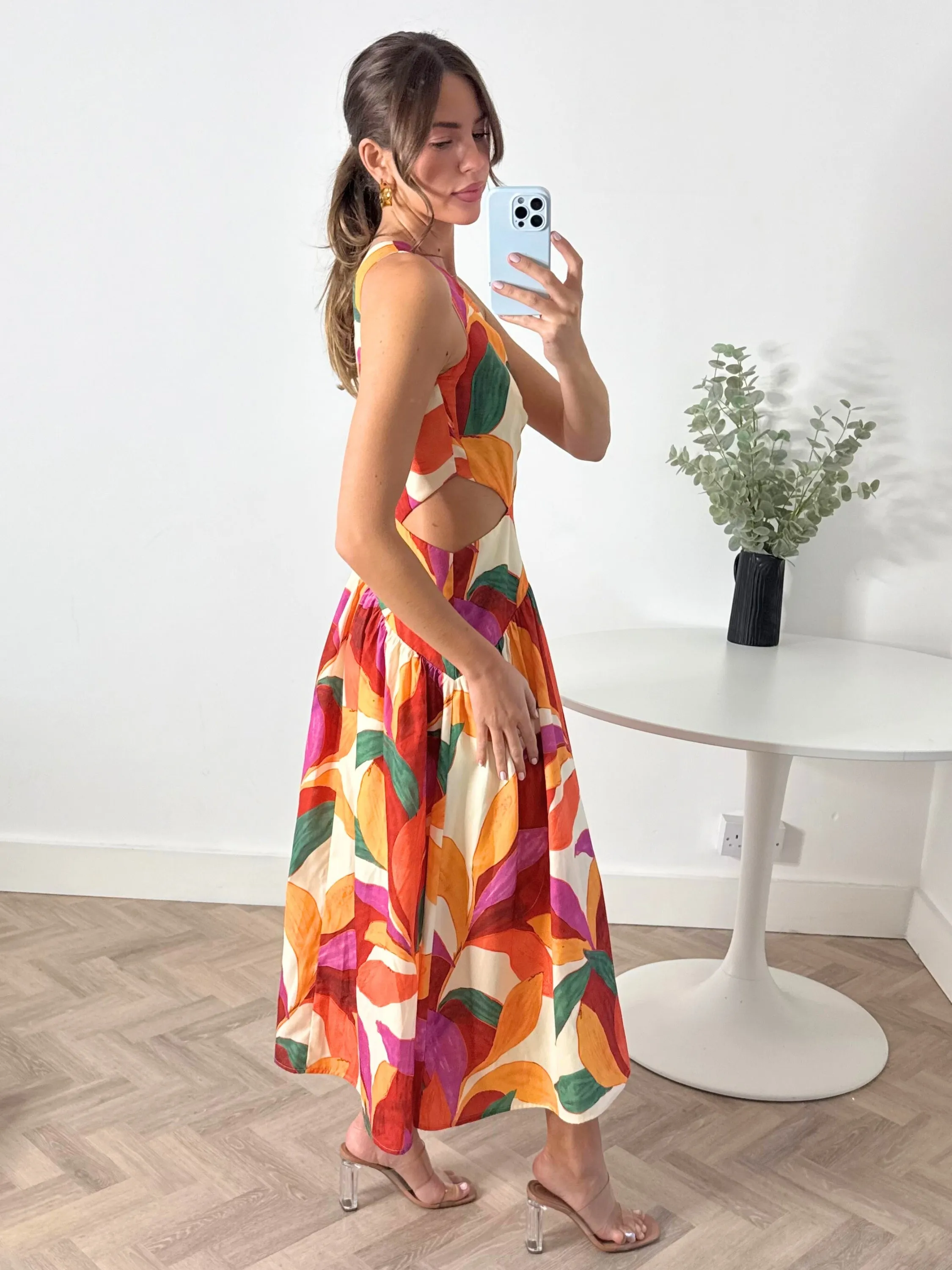 Relaxed Layer Jasmine Cut Out One Shoulder Dress in Multi