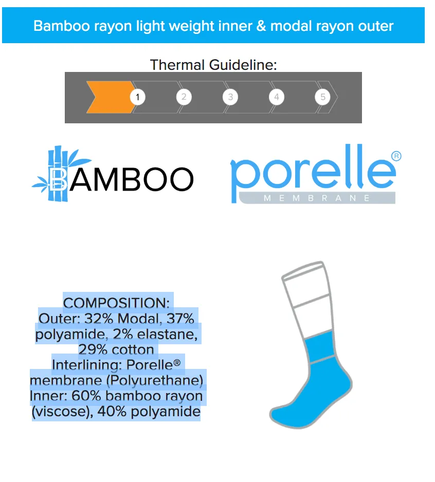 DEXSHELL WATERPROOF ULTRA THIN BAMBOO SOCK