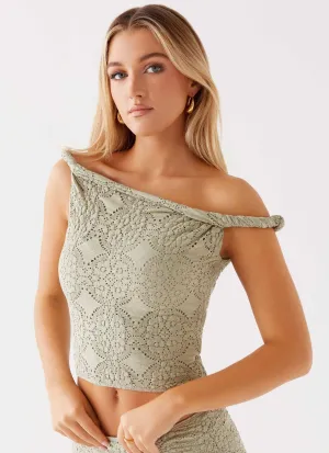 Simple Shirt LightweightFabric Diamond Sky Top - Sage