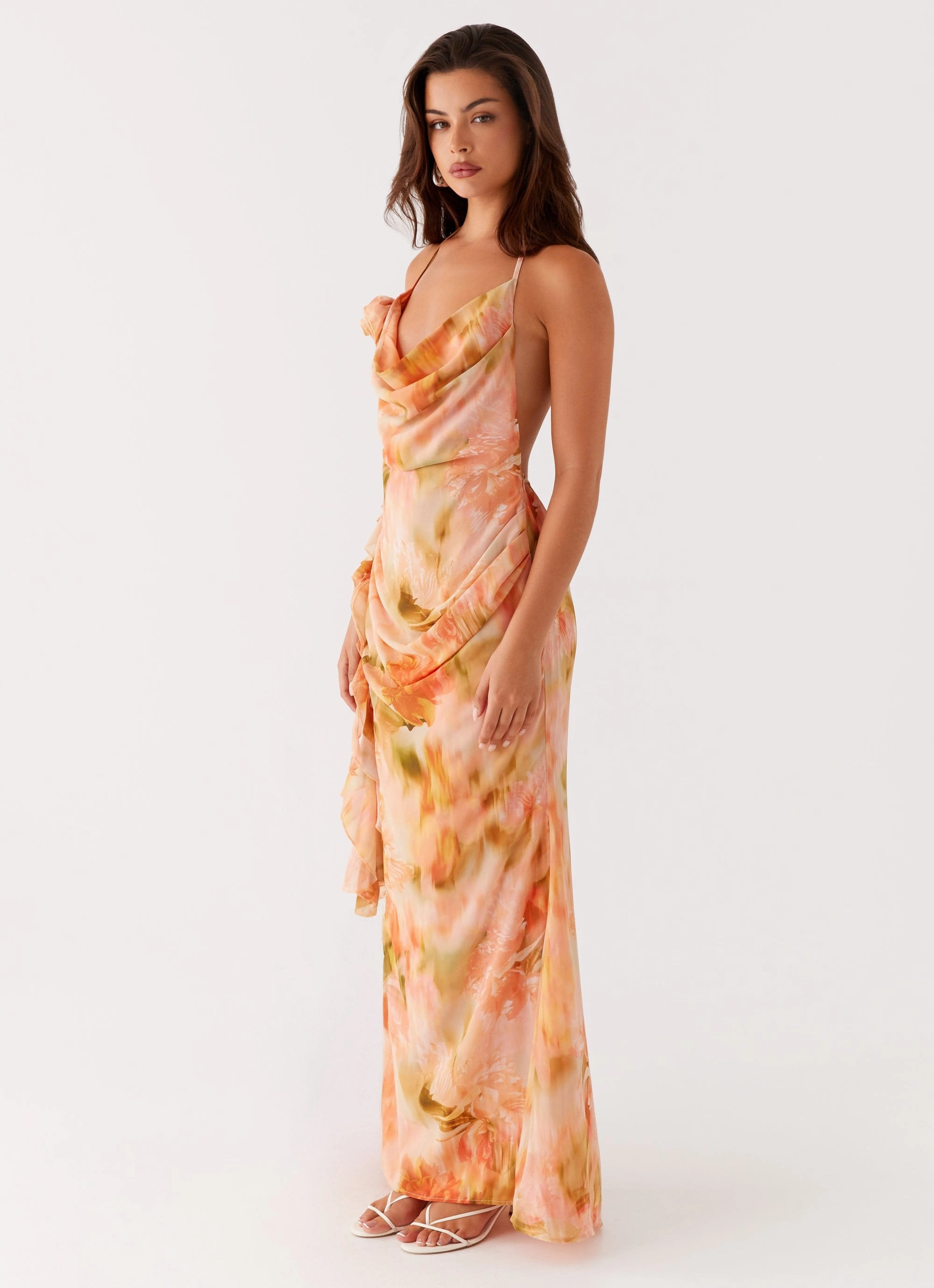 Soft Shine Diedre Rose Strappy Maxi Dress - Sunset Floral