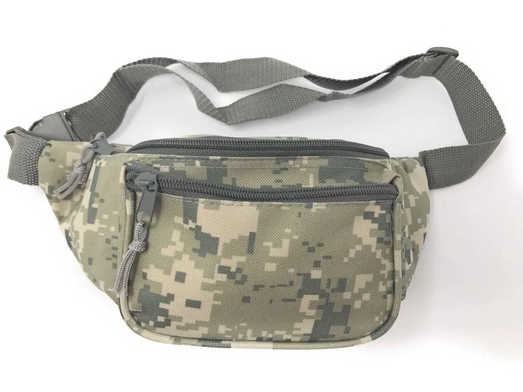 Digital Camo Fanny Pack with Three Zippered Pockets