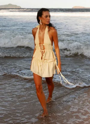 Double Layer Construction Thermoregulating Fabric Dione Mini Skirt - Pastel Yellow