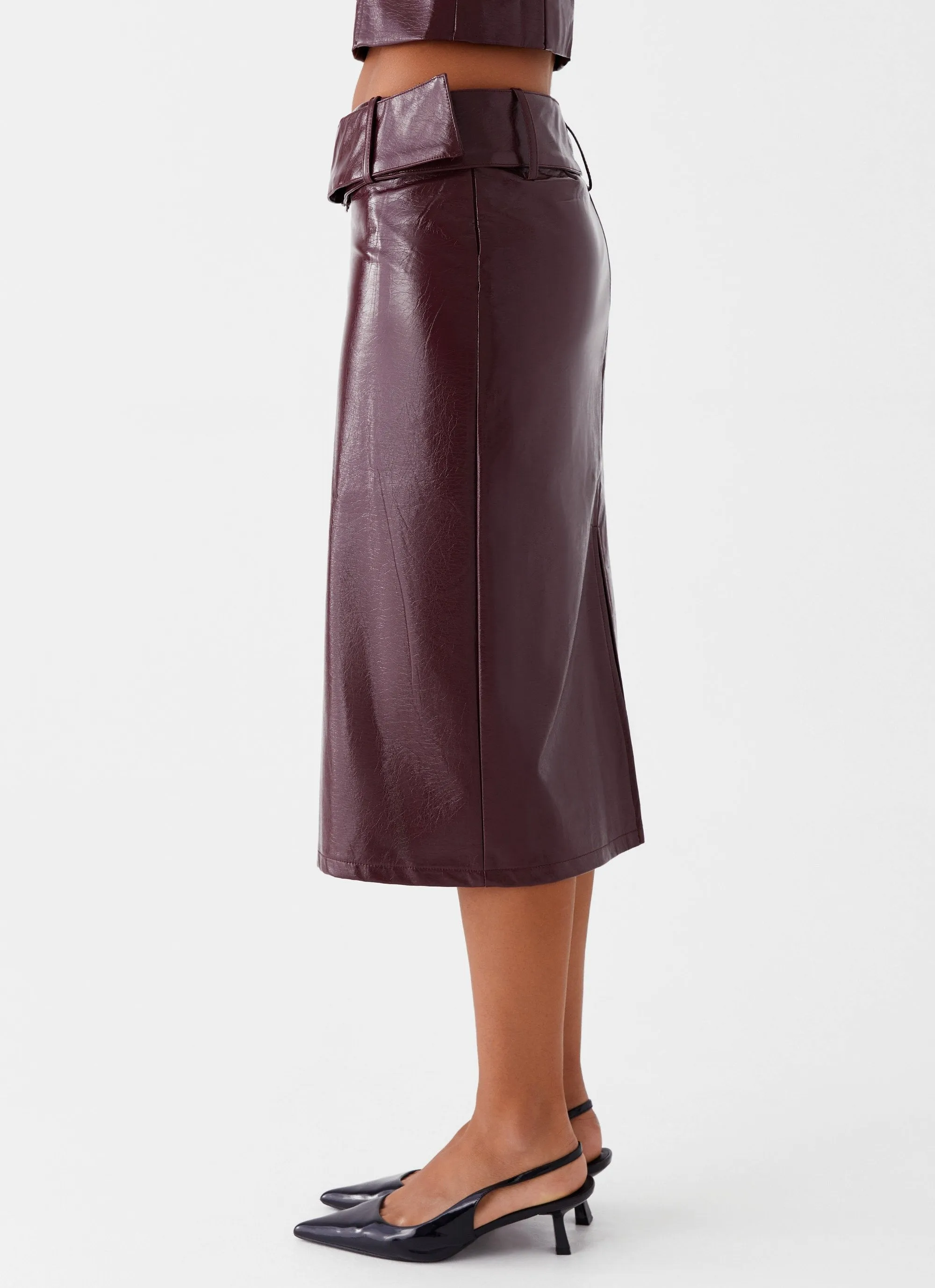 Layered Structure Wynnie Midi Skirt - Cherry Red