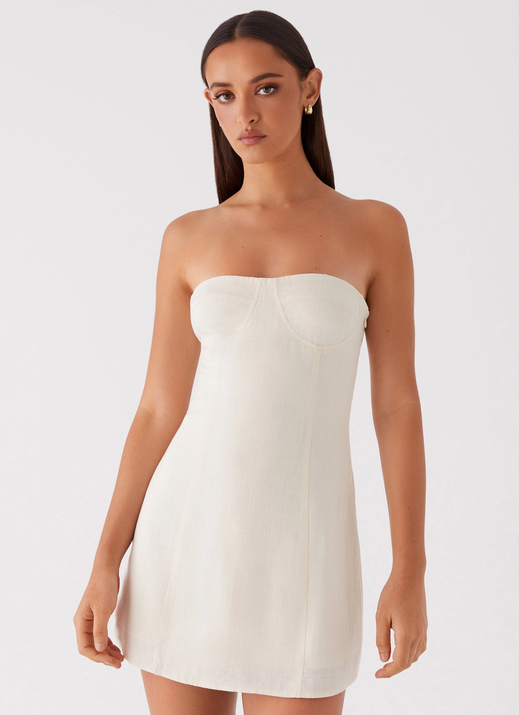 Do It That Way Linen Mini Dress - Ivory Chill Comfort Pure Tone