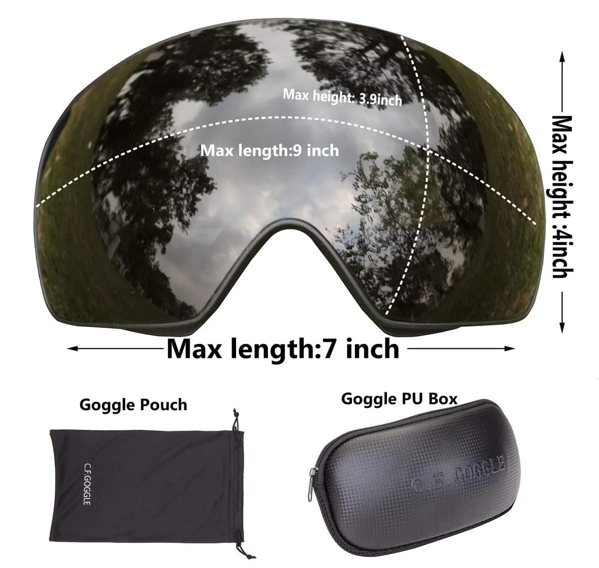 DODOING Ski Goggles, Winter Snow Sports Snowboard Goggles Over Glasses with Anti-Fog UV400 Protection Interchangeable Lens for Men Women & Youth Snowmobile Skiing Skating Eyewear