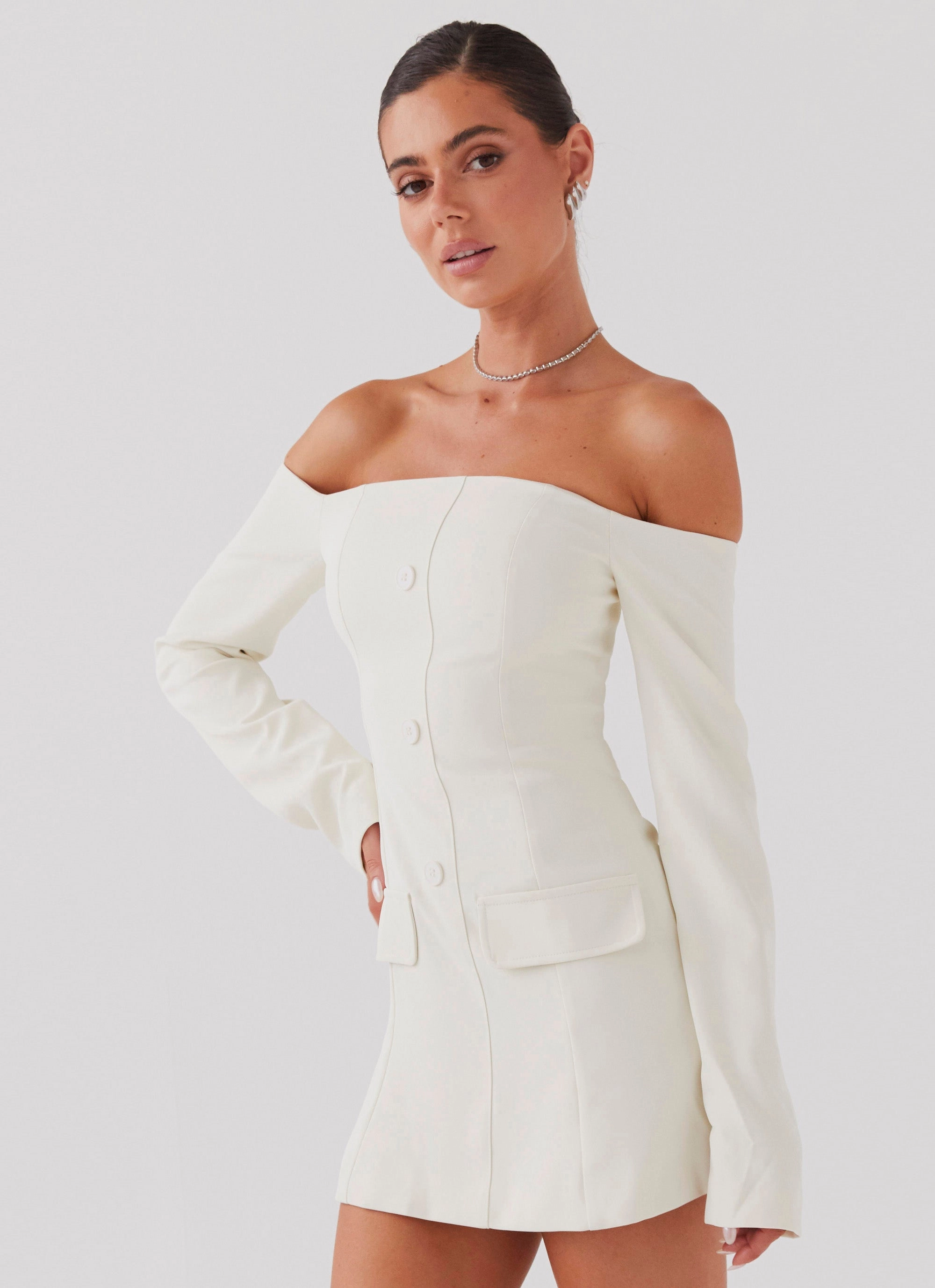 Street Mood Dominique Blazer Mini Dress - Ivory