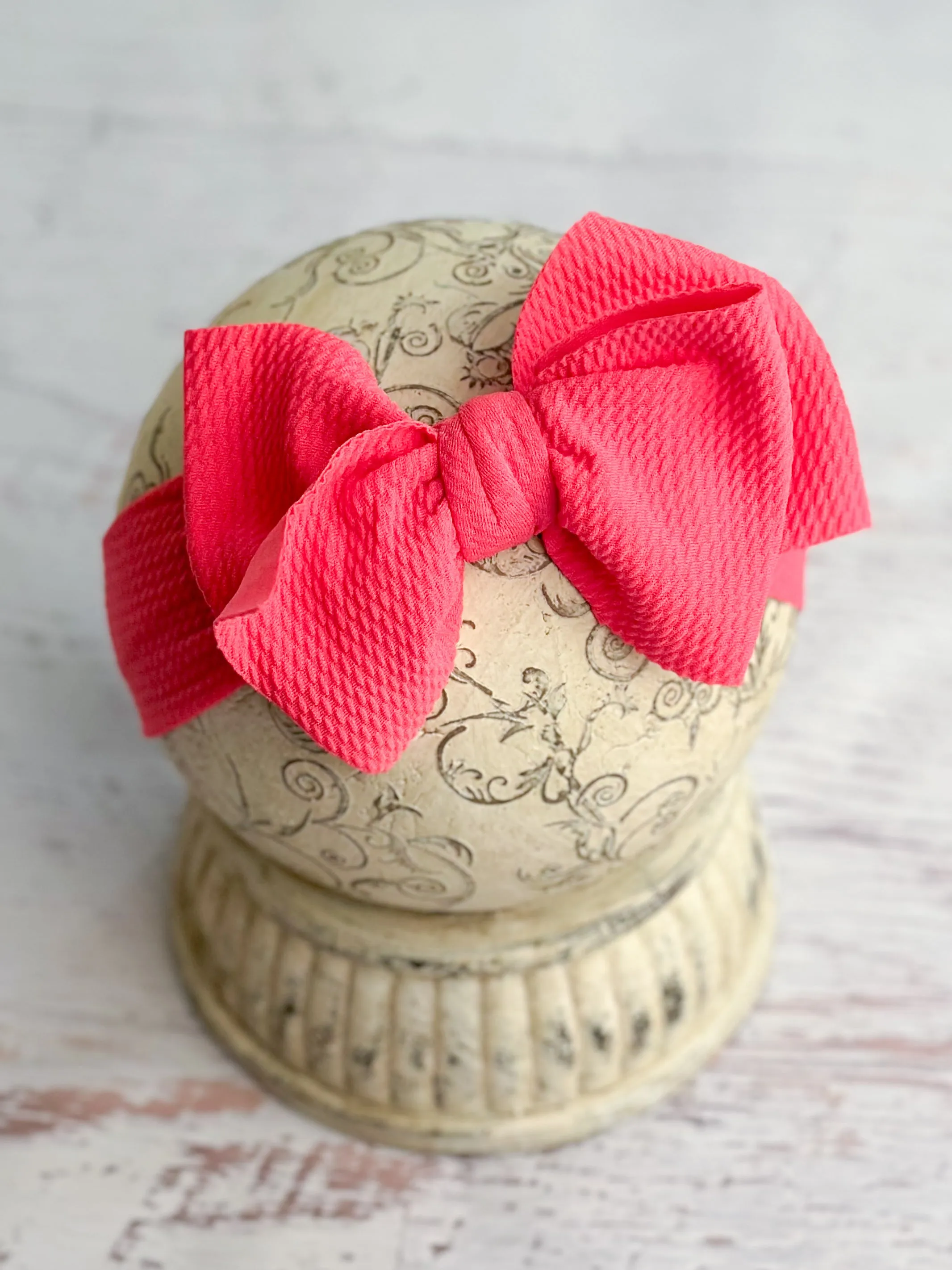 Double Bow Headbands - Solid Colors (Whtie & Hot pink)