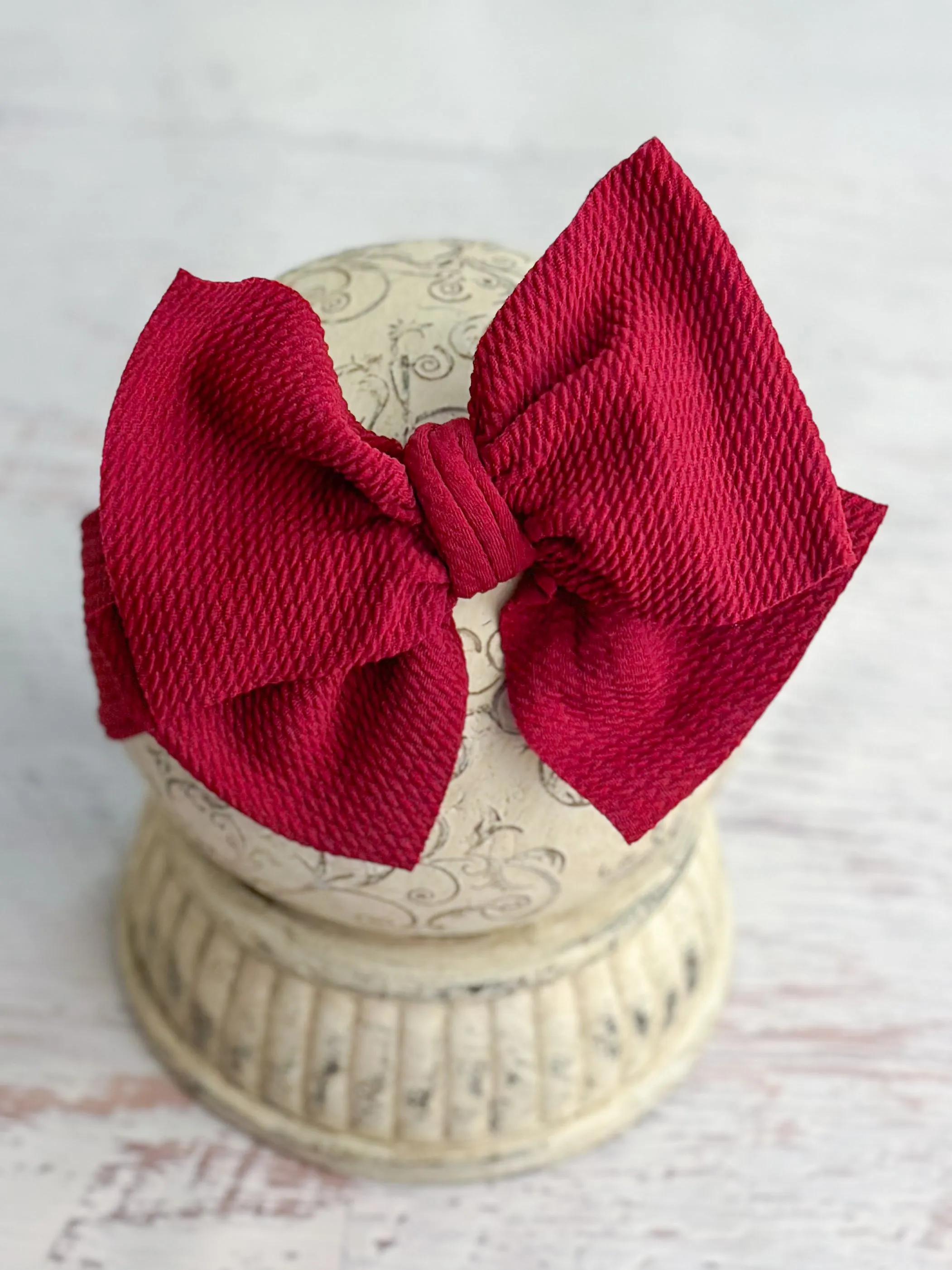 Double Bow Headbands - Solid Colors (Whtie & Hot pink)