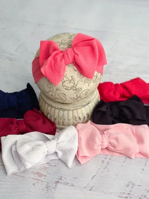 Double Bow Headbands - Solid Colors (Whtie & Hot pink)