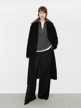 Double Breasted Belted Coat Reversible Dual Layer Chill Proof Style