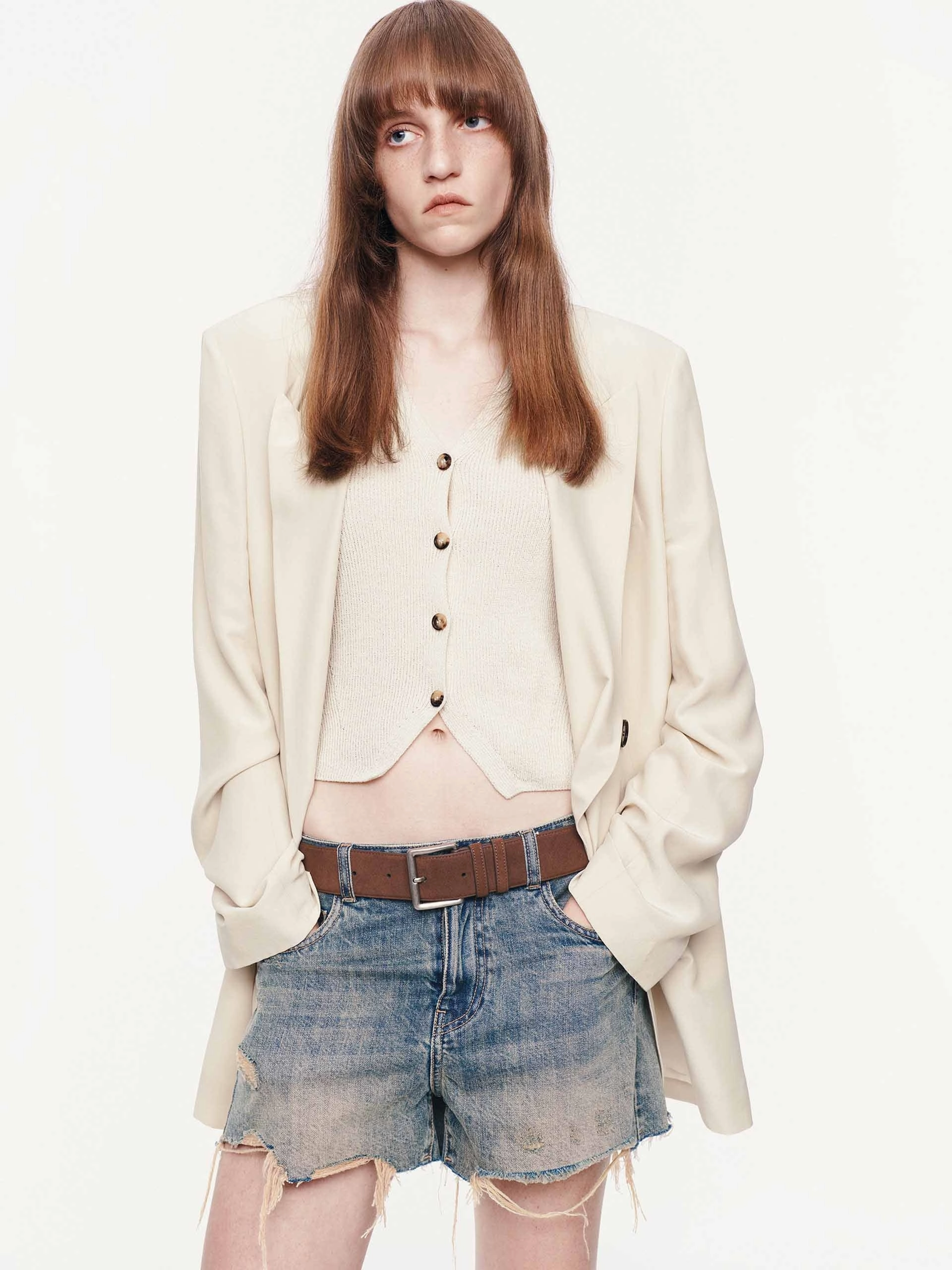 Double Breasted Structured Blazer Pastel Shade