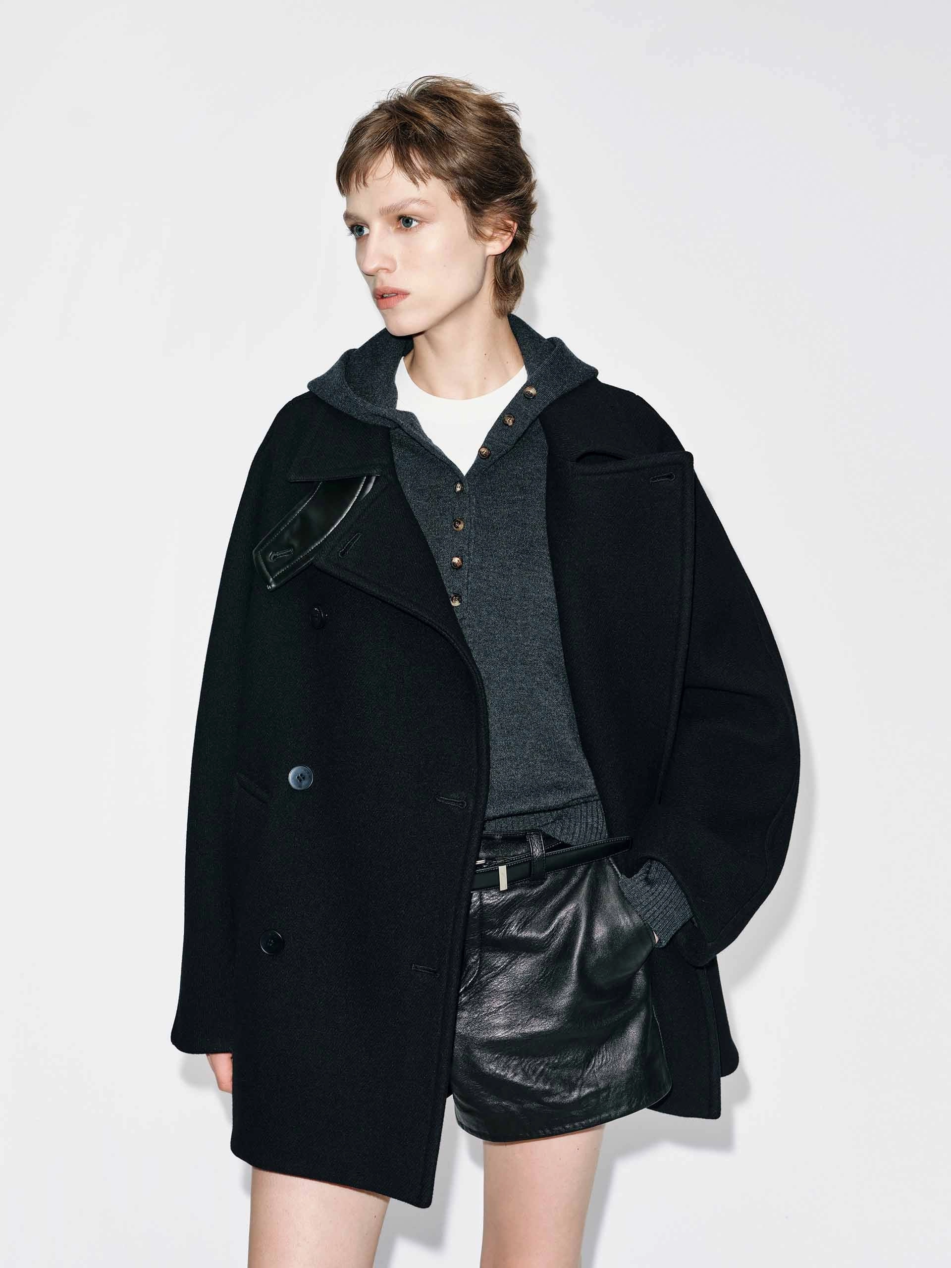 Double Breasted Wool Coat Static Dissipating Threading fall season