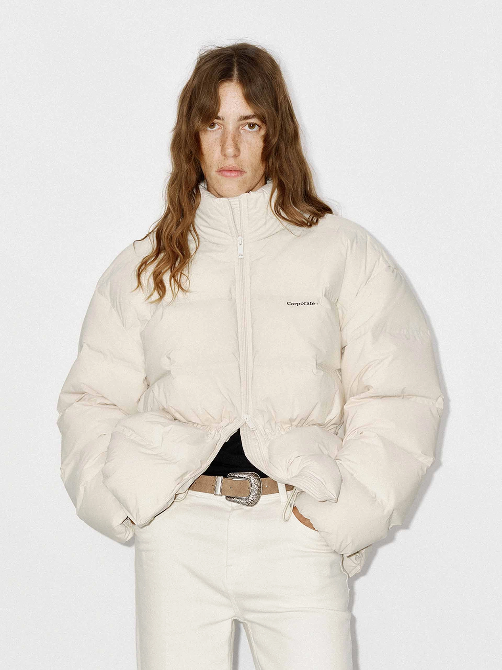 Drawstring Waist Down Jacket Durable Coating Convertible Collar Style