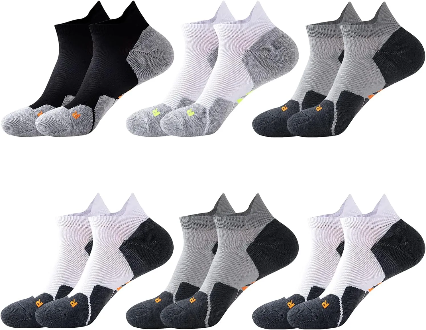 DRASEX Men's Athletic Running Socks 6 Pairs Thick Cushion Ankle Socks Men Outdoor Hiking Sports Low Cut Socks