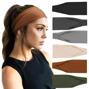 DRESHOW Yoga Sports Headbands for Women Elastic Non-Slip Headbands Workout Running Hair Bands 6 Pack