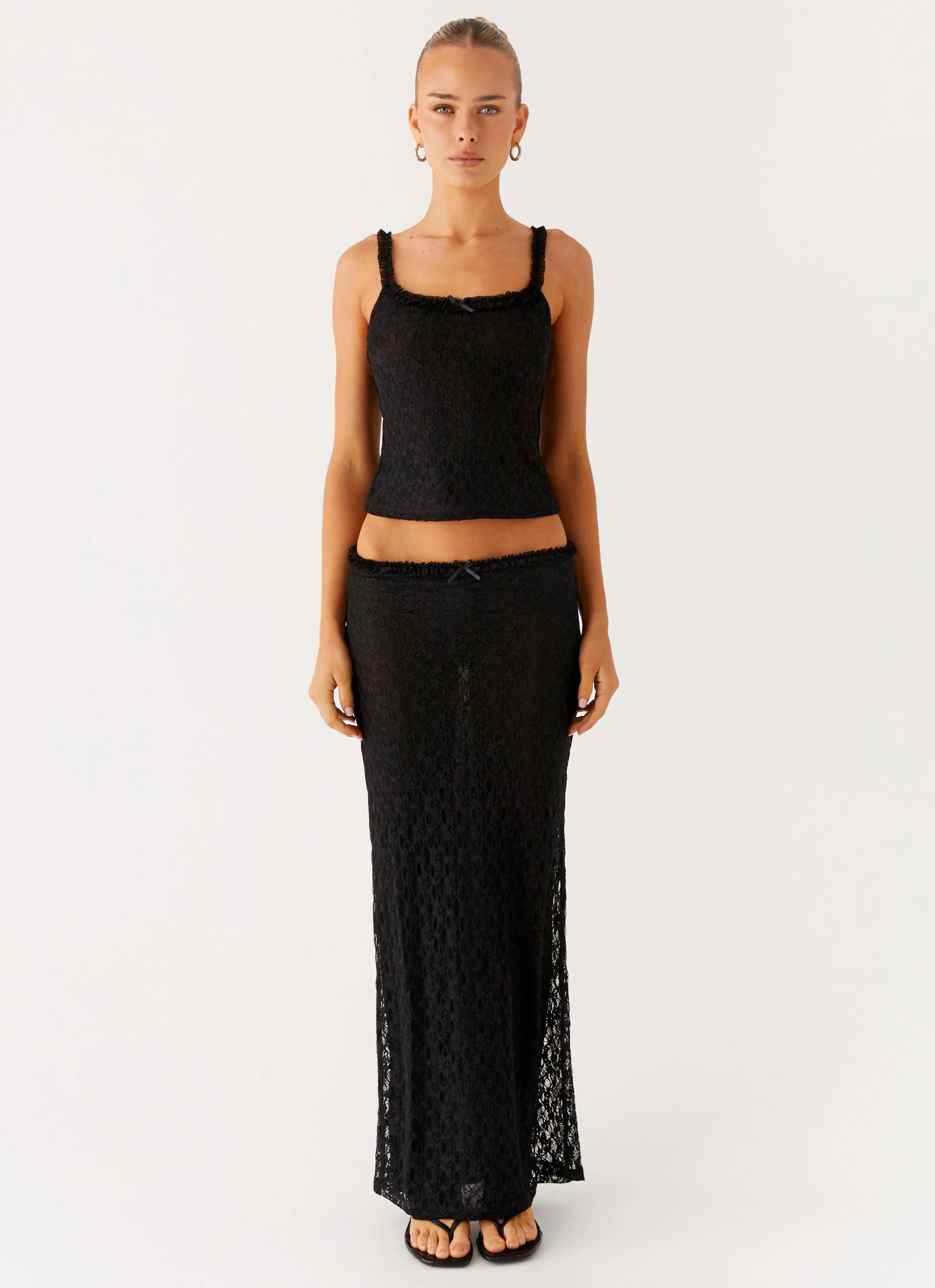 Crisp Details Denim style Ophira Maxi Skirt - Black