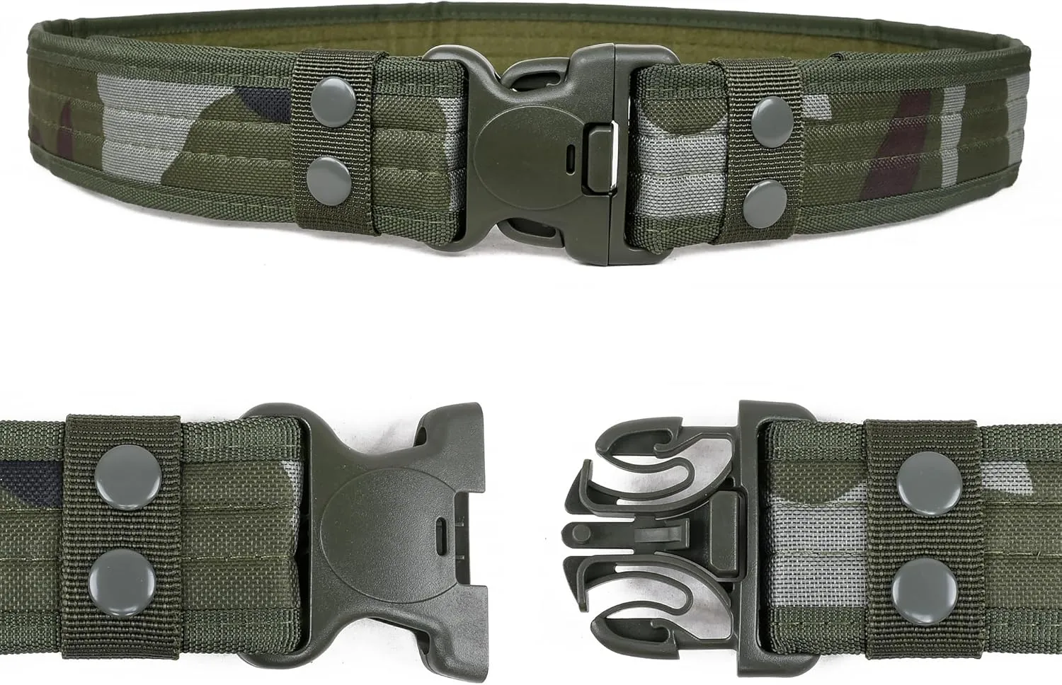 Durable Tactical Belt in Multiple Colors Black/Green/Camo/Khaki/Dessert for Hunting, Climbing, Hiking, Camping, Cycling