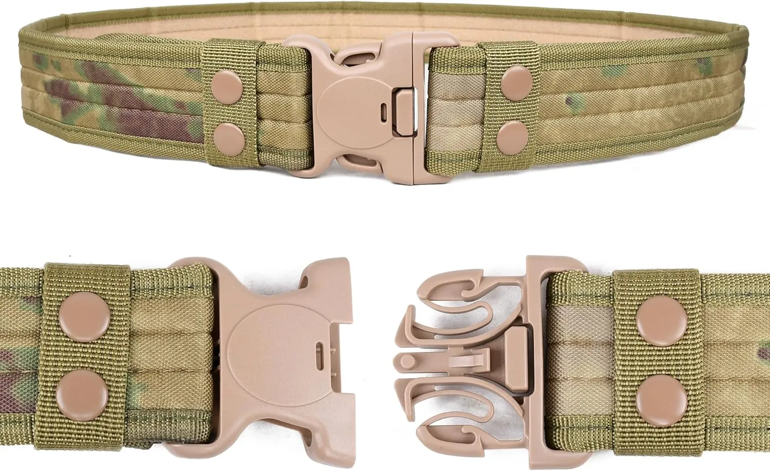 Durable Tactical Belt in Multiple Colors Black/Green/Camo/Khaki/Dessert for Hunting, Climbing, Hiking, Camping, Cycling