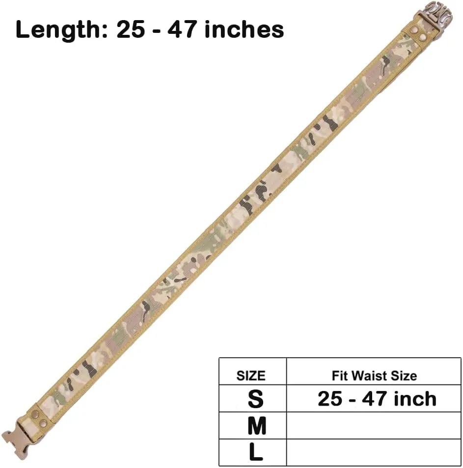 Durable Tactical Belt in Multiple Colors Black/Green/Camo/Khaki/Dessert for Hunting, Climbing, Hiking, Camping, Cycling