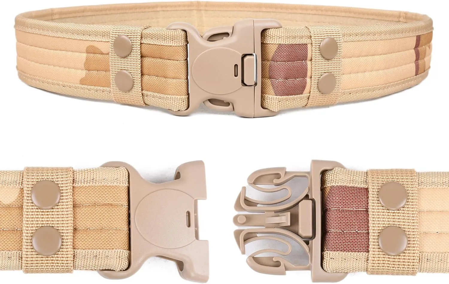 Durable Tactical Belt in Multiple Colors Black/Green/Camo/Khaki/Dessert for Hunting, Climbing, Hiking, Camping, Cycling