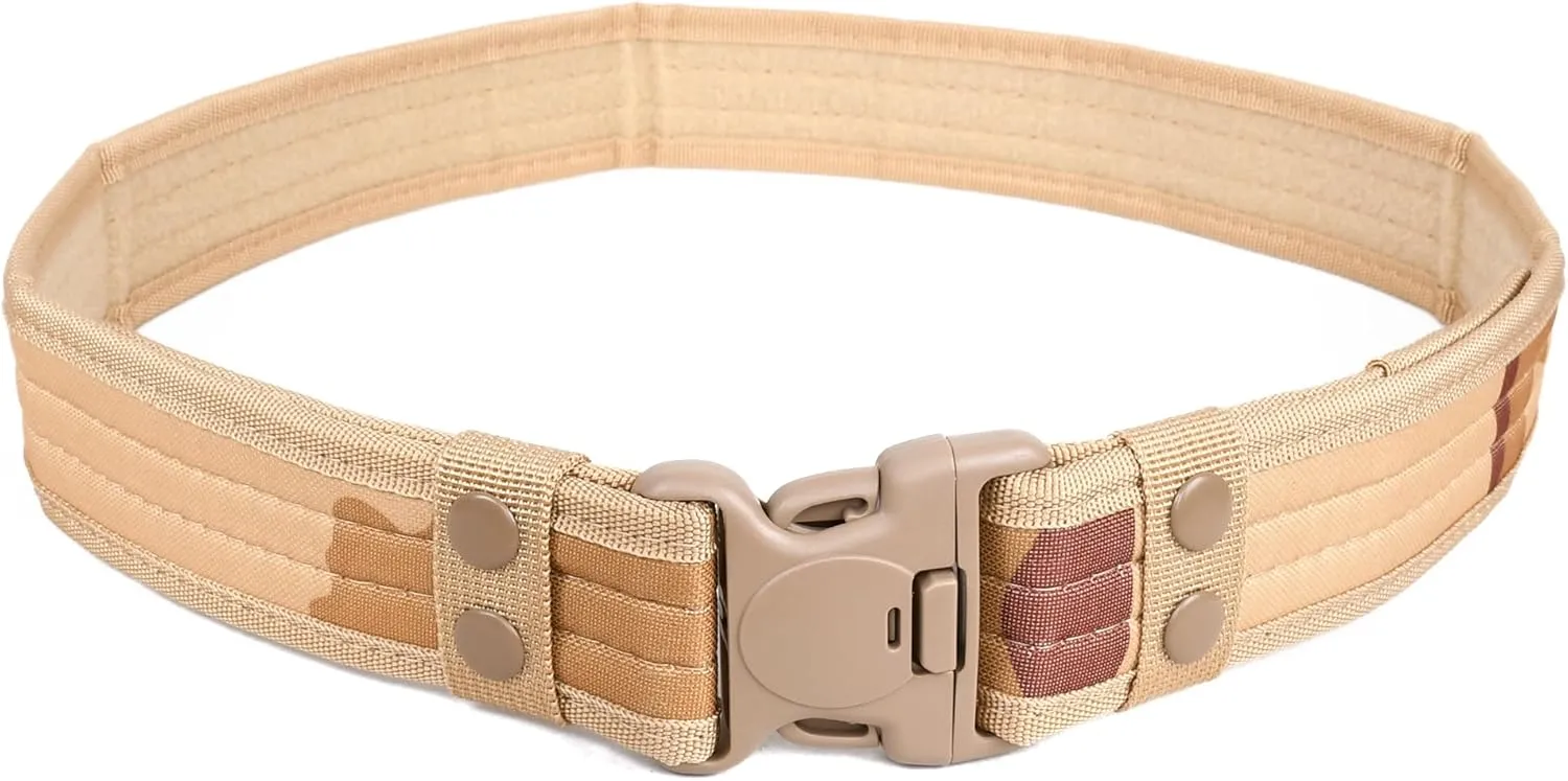 Durable Tactical Belt in Multiple Colors Black/Green/Camo/Khaki/Dessert for Hunting, Climbing, Hiking, Camping, Cycling