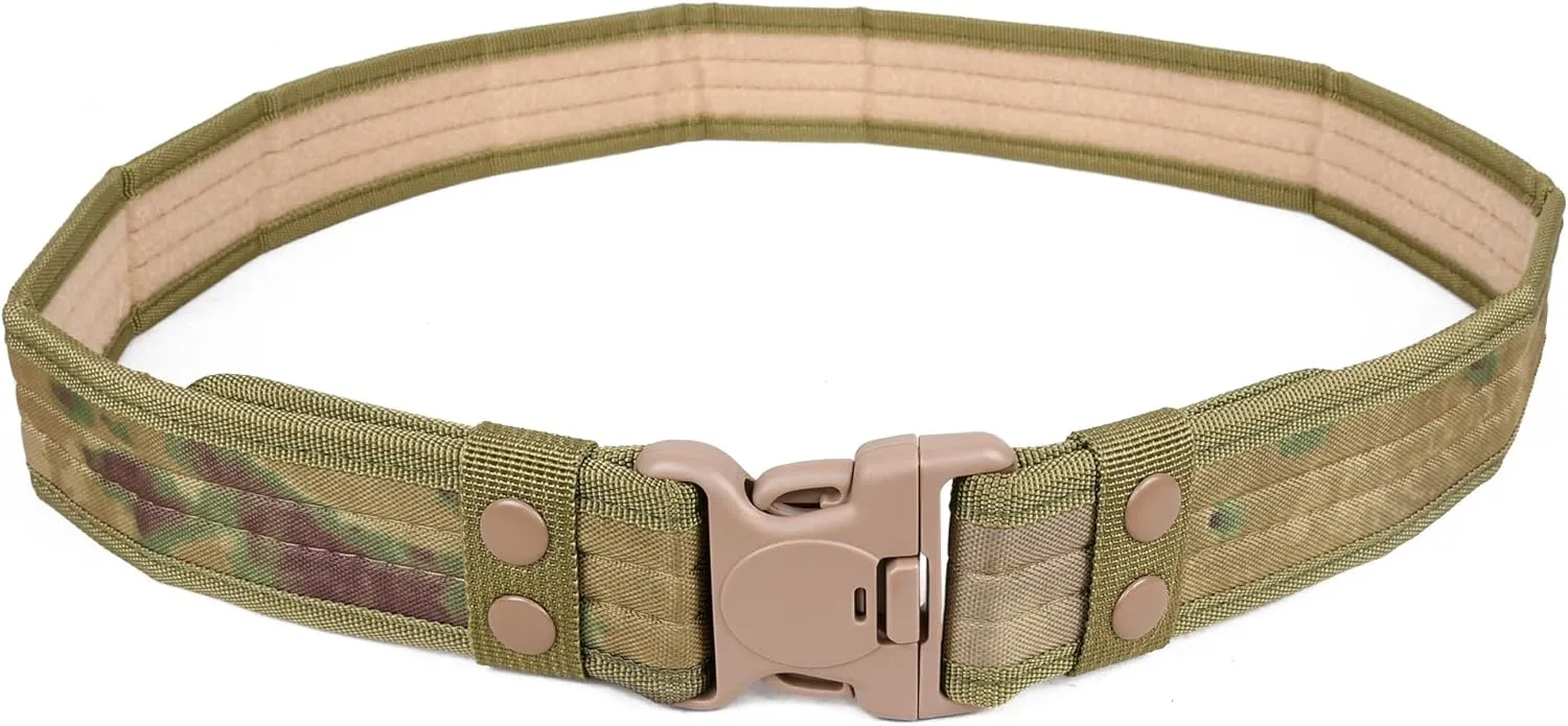 Durable Tactical Belt in Multiple Colors Black/Green/Camo/Khaki/Dessert for Hunting, Climbing, Hiking, Camping, Cycling