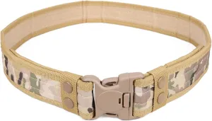Durable Tactical Belt in Multiple Colors Black/Green/Camo/Khaki/Dessert for Hunting, Climbing, Hiking, Camping, Cycling