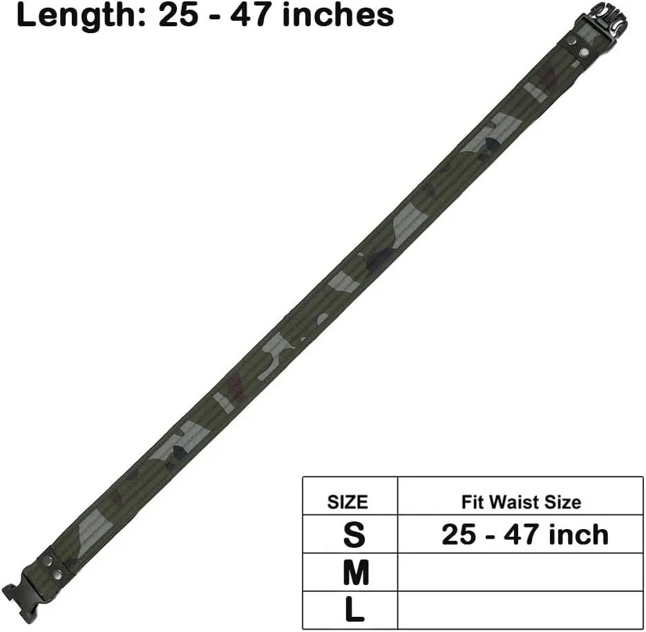 Durable Tactical Belt in Multiple Colors Black/Green/Camo/Khaki/Dessert for Hunting, Climbing, Hiking, Camping, Cycling