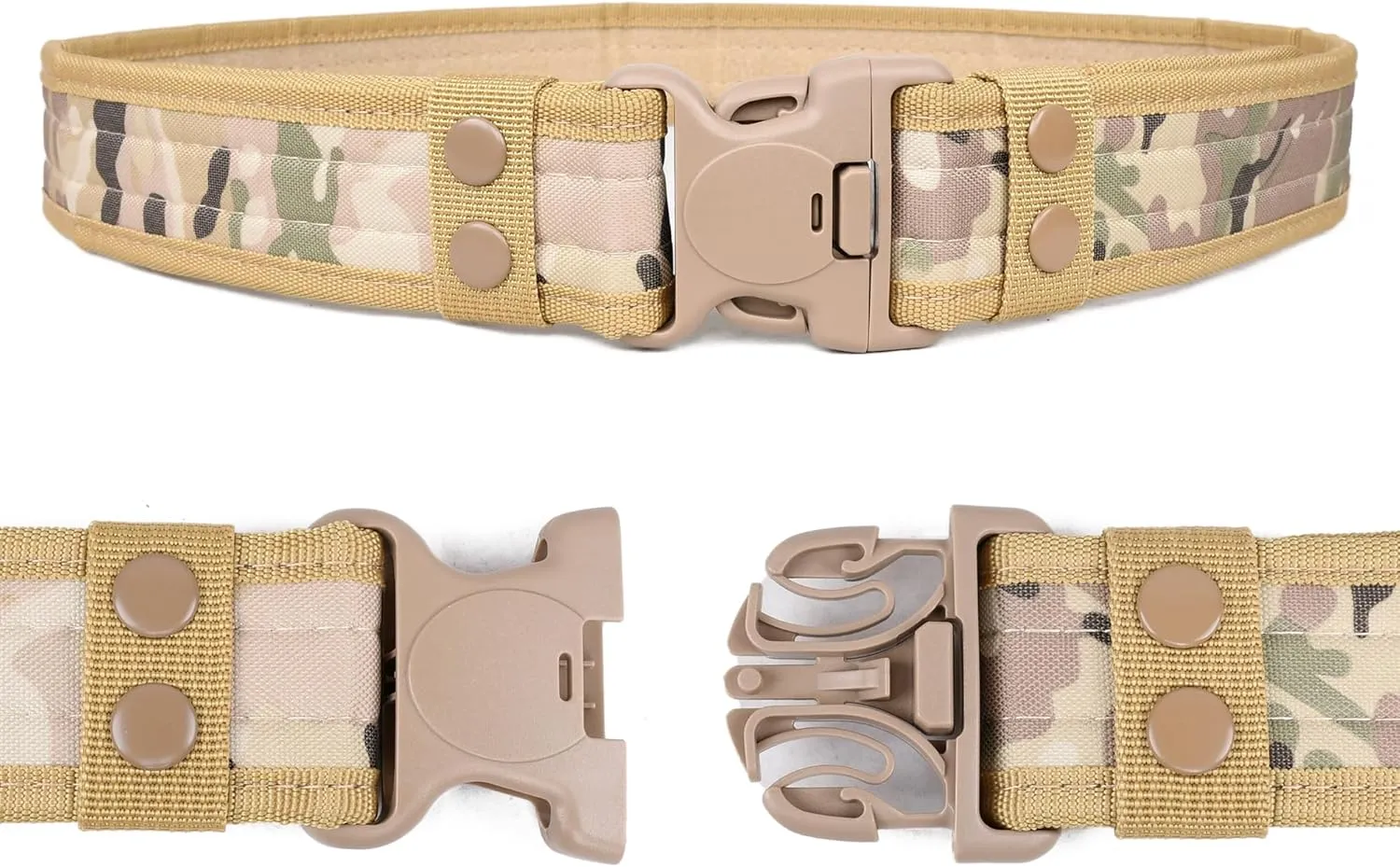Durable Tactical Belt in Multiple Colors Black/Green/Camo/Khaki/Dessert for Hunting, Climbing, Hiking, Camping, Cycling