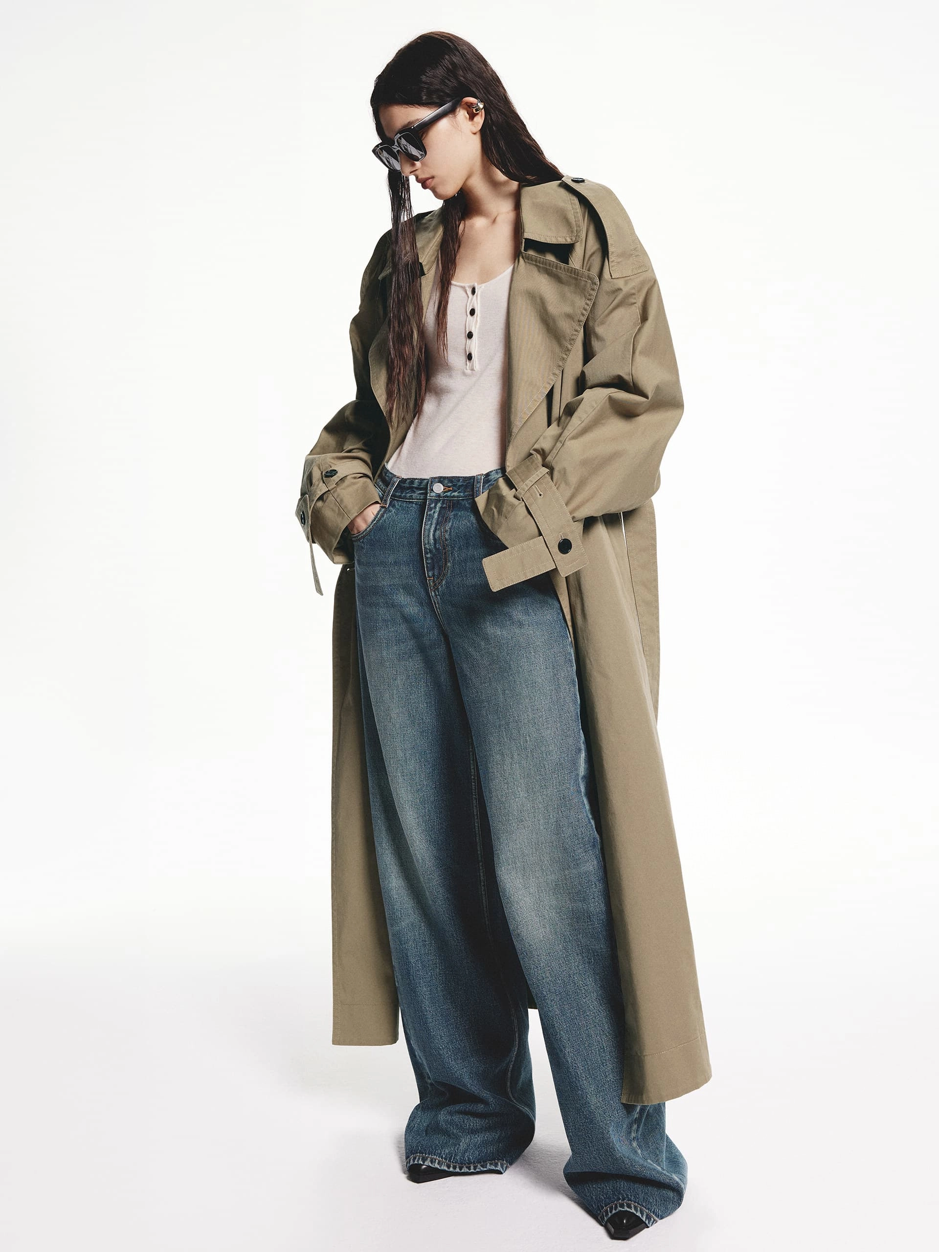 Long Belted Trench Coat Weekend Ready Look