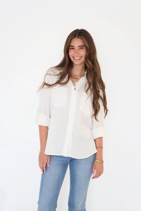 Minimalist Design Elise Tencel Top- Off White