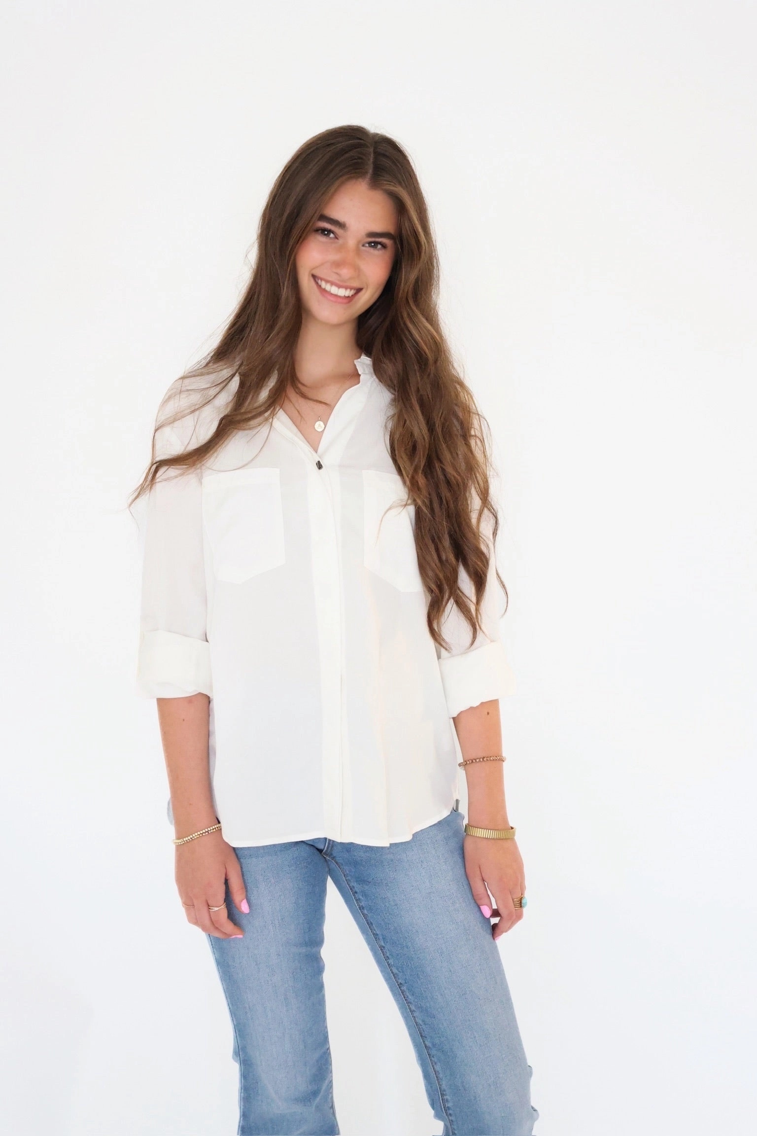 Elise Tencel Top- Off White Weighted Hem Tapered Side Panels