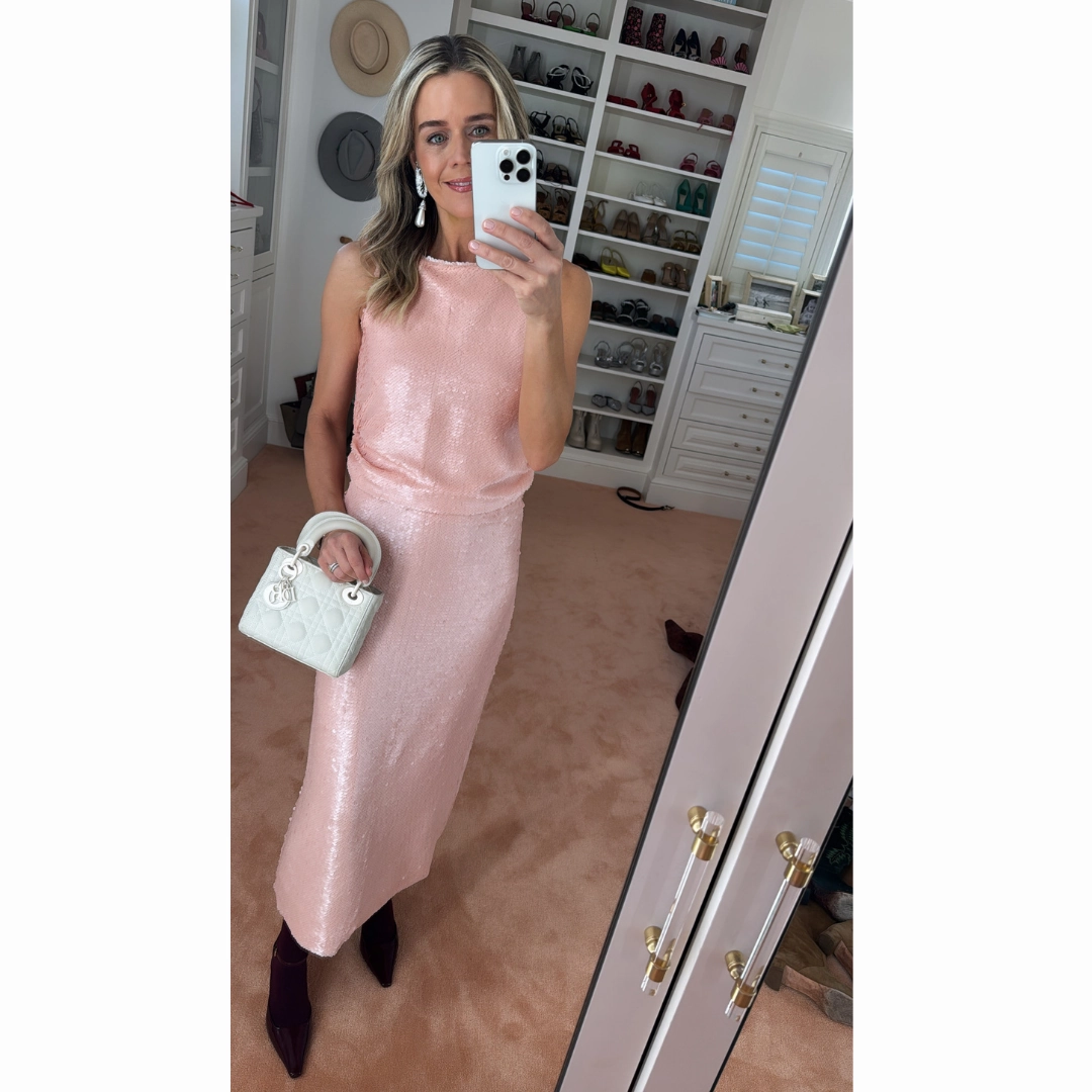 Breathable Construction MASON by MASON'S DAUGHTER Katie Skirt, Blush Pink Sequins