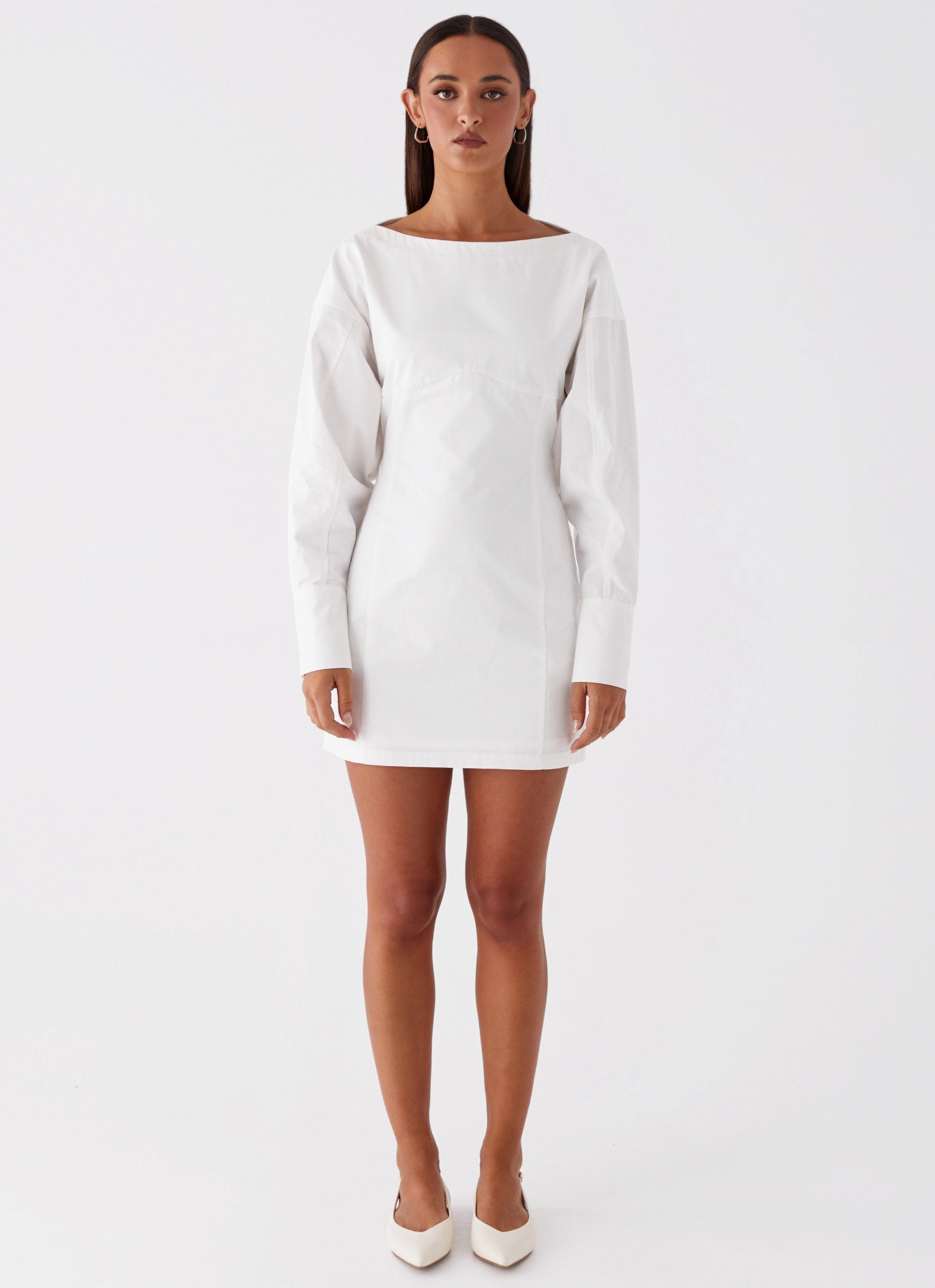 Dynasty Shirt Mini Dress - White Fit Mood