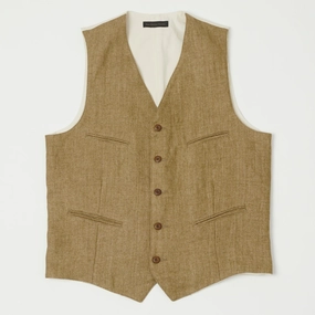 East Harbour Surplus 'Smith'  Vest - Herringbone Brown/White Double Stitch Seams Static Dissipating Threading