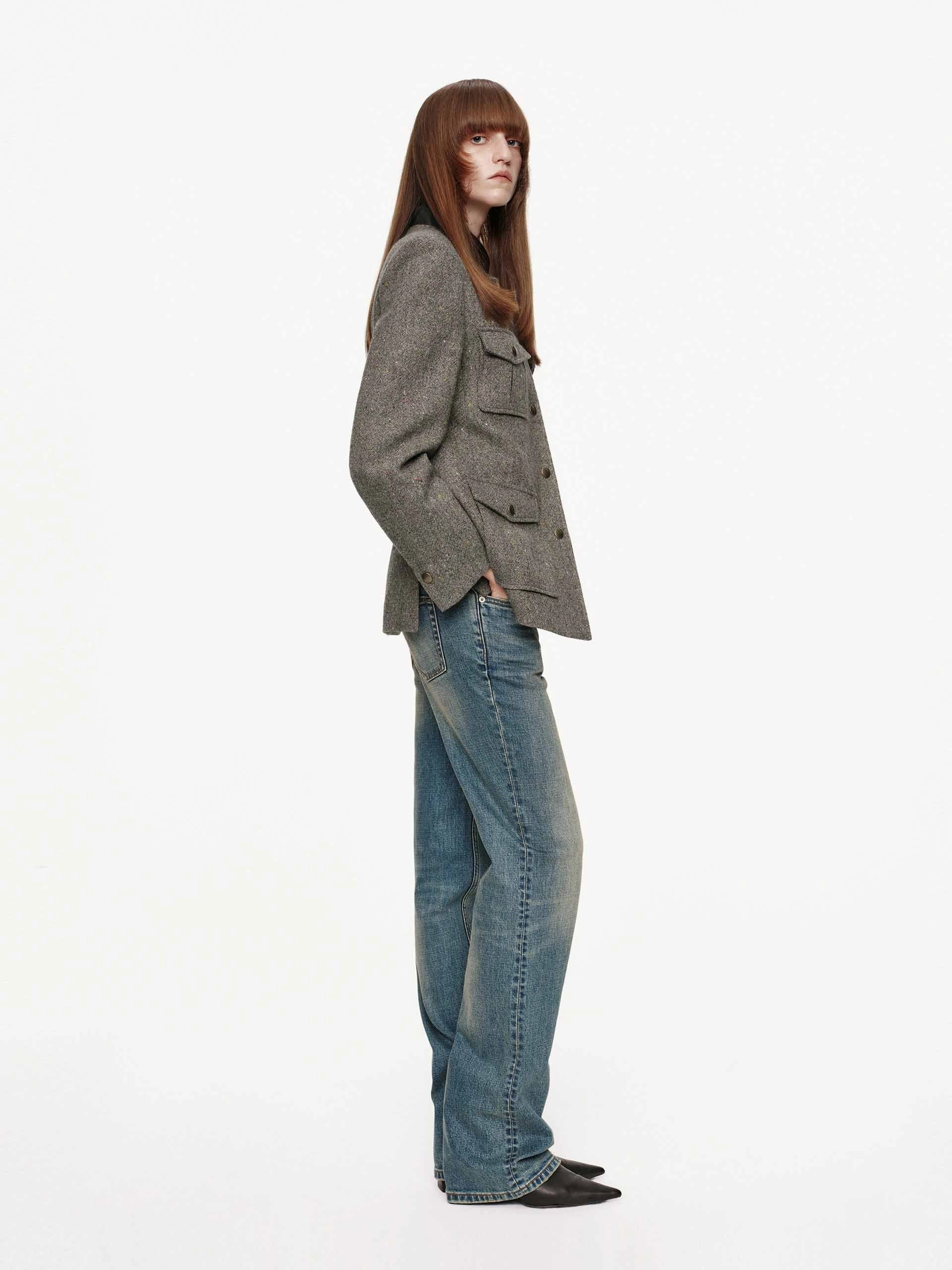 Light Protection Stretch Comfort Fit Donegal Tweed Button Coat