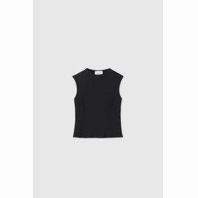 ElasticWaist DAL THE LABEL Modal Ribbed Knit Tank, Black