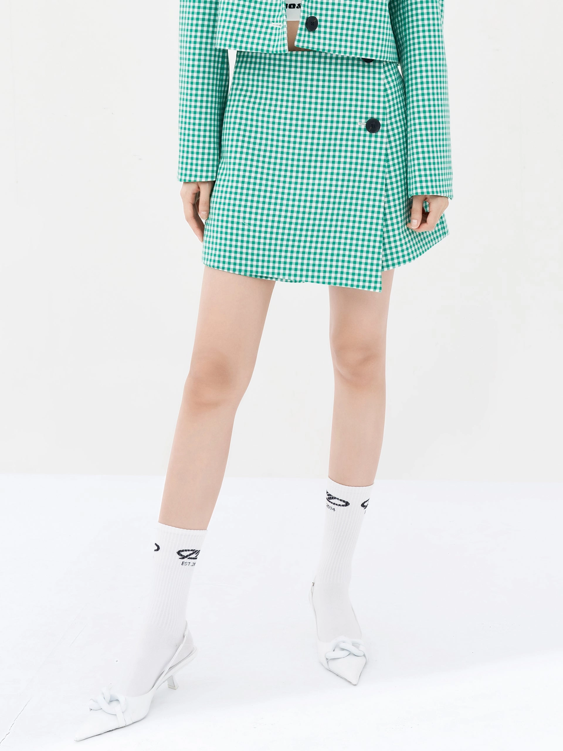 Sweat Wicking Channels Wool Blend Plaid Shorts