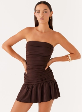 Premium Quality Eclair Mini Dress - Chocolate