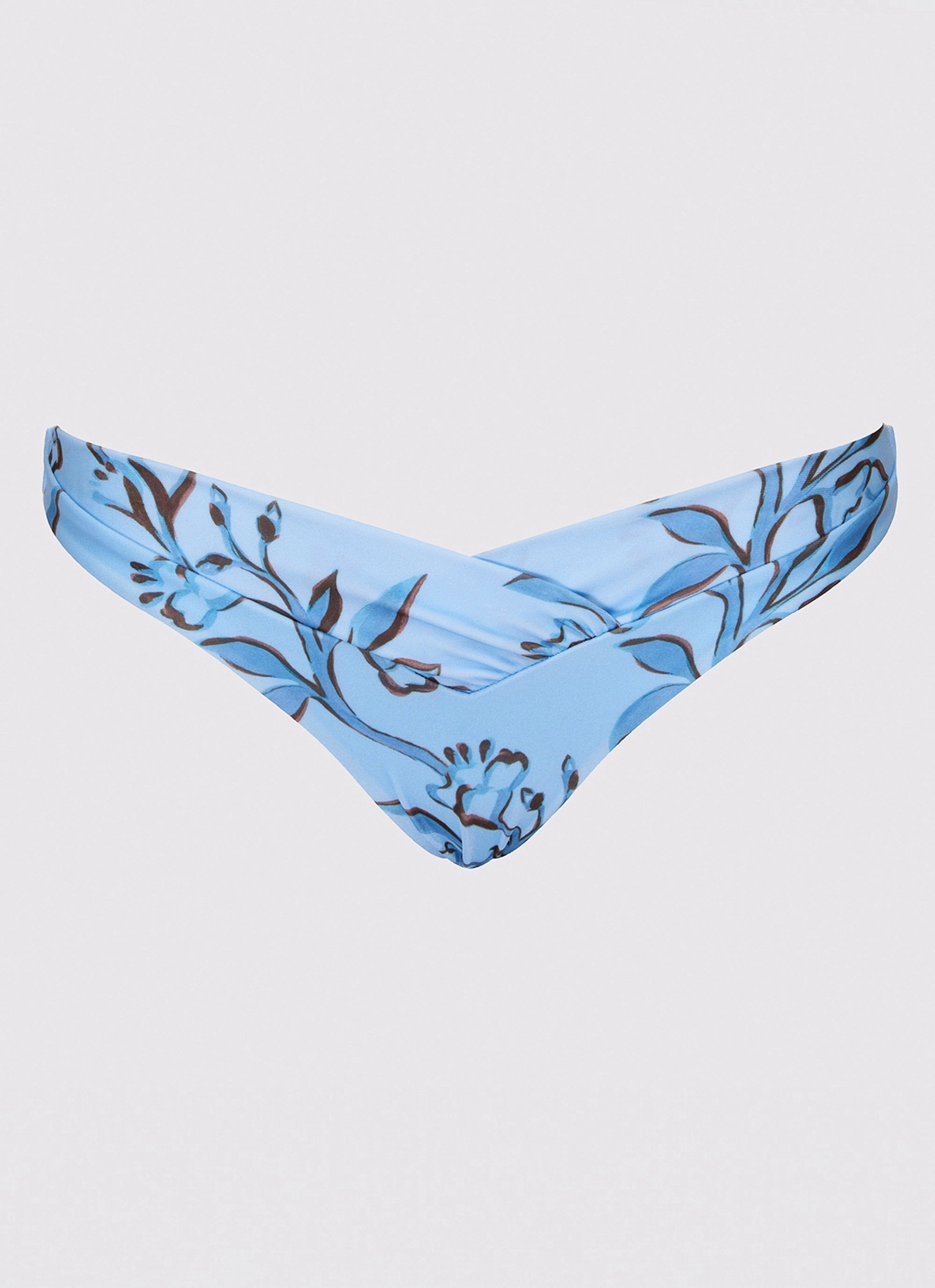 Anti Snag Fabric Smooth Finish Delta Bikini Bottoms - Blue Floral Print