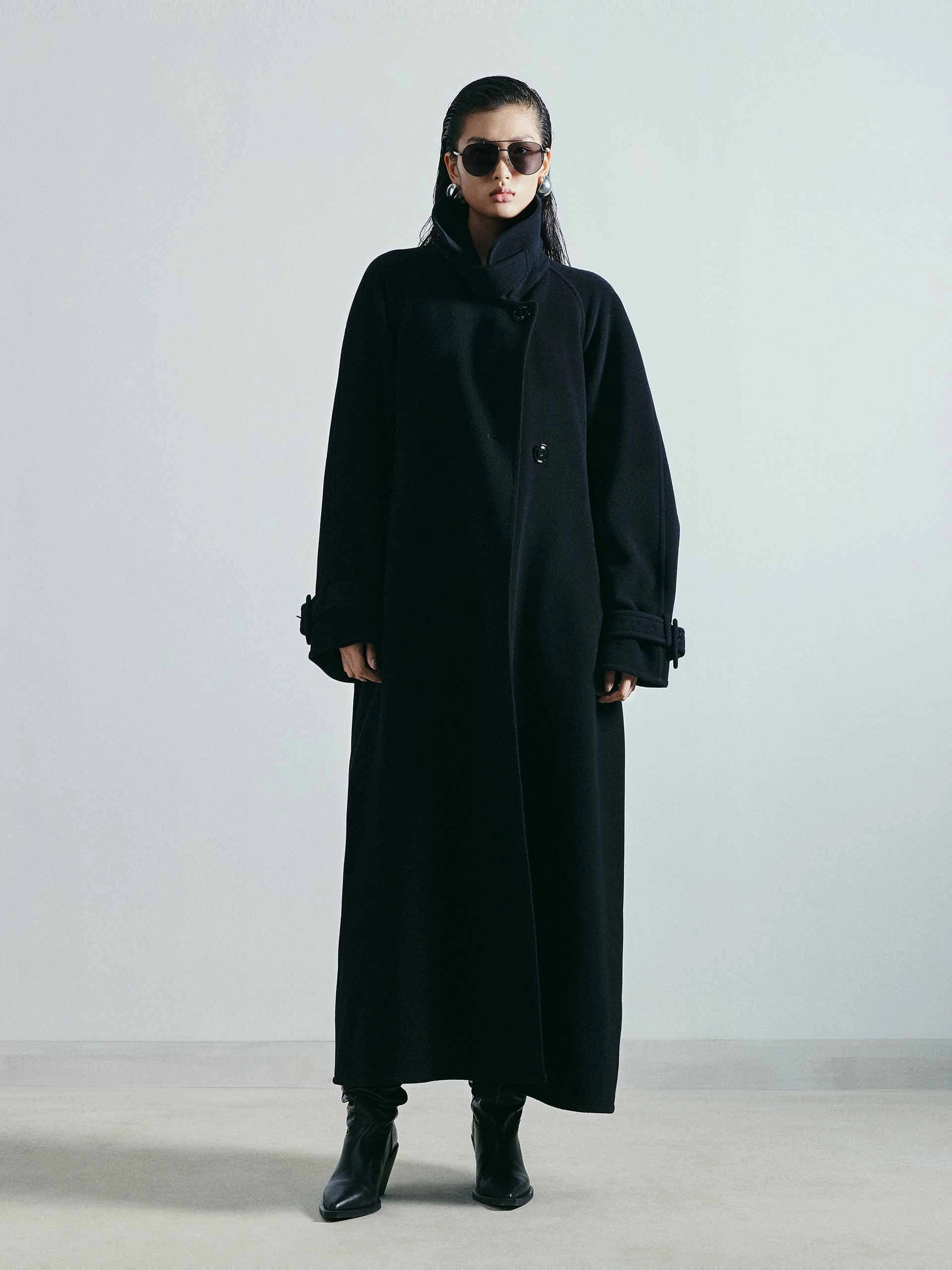 Belted Long Wool Coat Evening Out Ergonomic Articulation