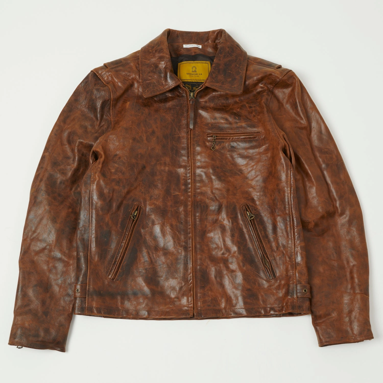 Stretch Comfort Design Shangri-La Heritage 'Varenne' Horsehide Leather Jacket - Whiskey