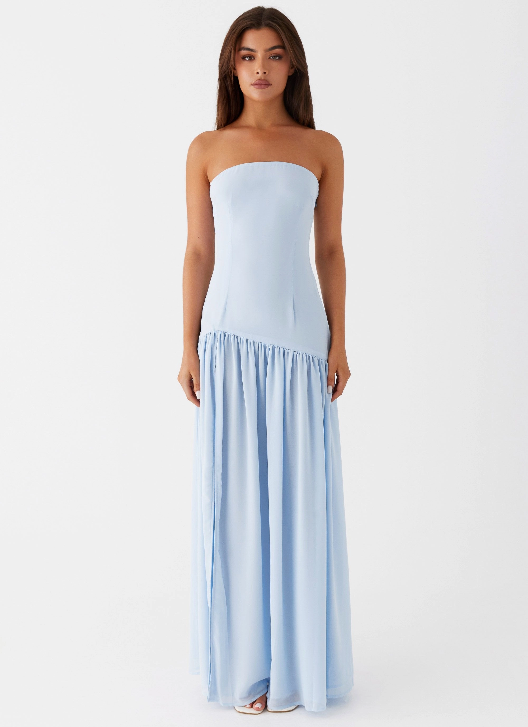 Eden Strapless Maxi Dress - Blue Walk Grace Sporty-Look