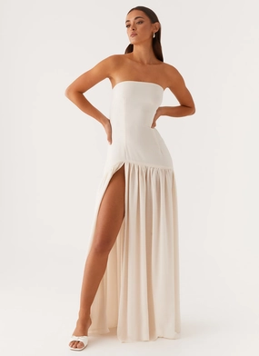 Charming Fit Fall Piece Eden Strapless Maxi Dress - Ivory