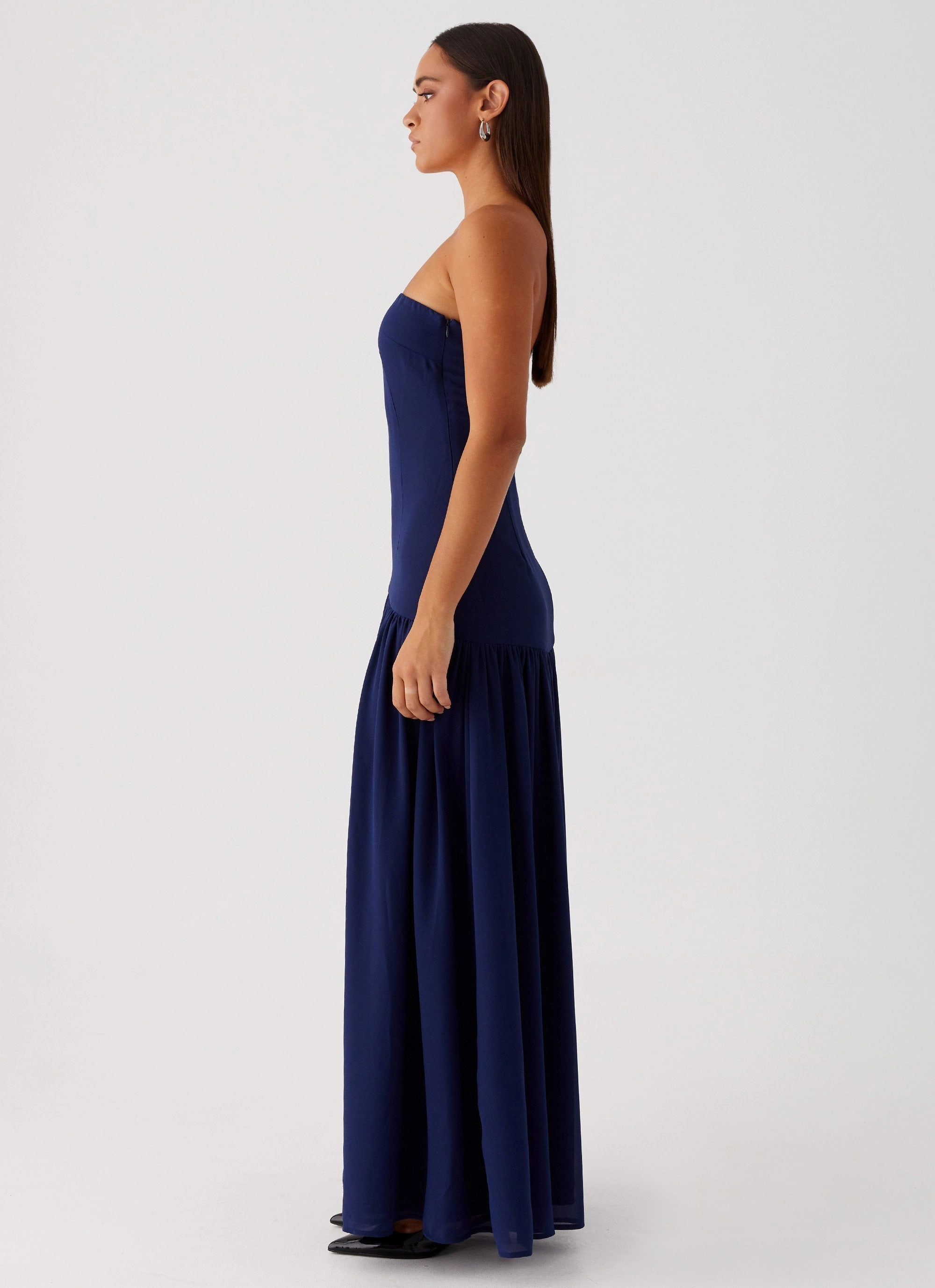 Striped-Pattern Eden Strapless Maxi Dress - Navy