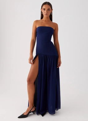 Elegant Cut Eden Strapless Maxi Dress - Navy