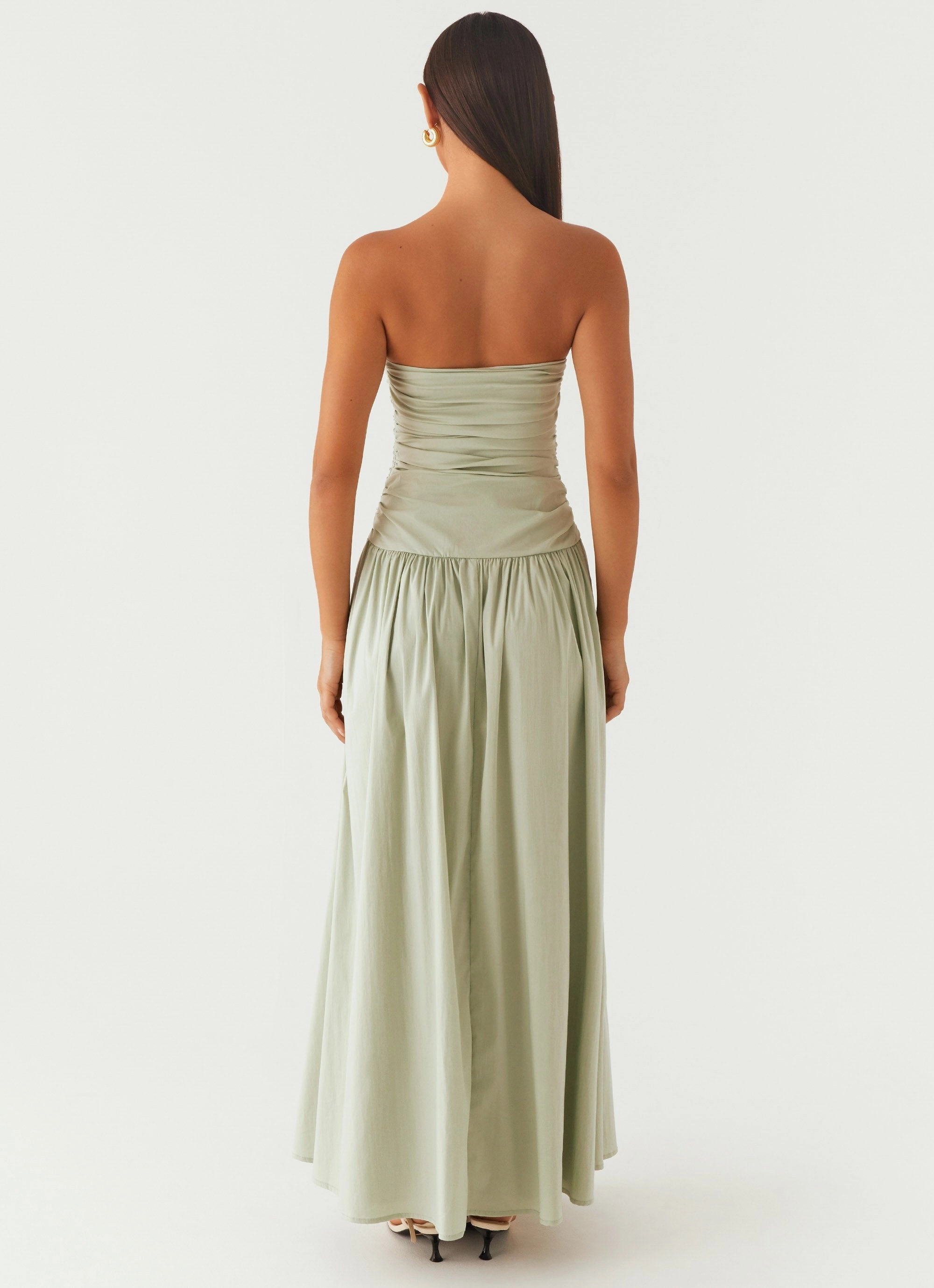 Carmel Maxi Dress - Sage Sweetheart Cut Sleek Design Fit