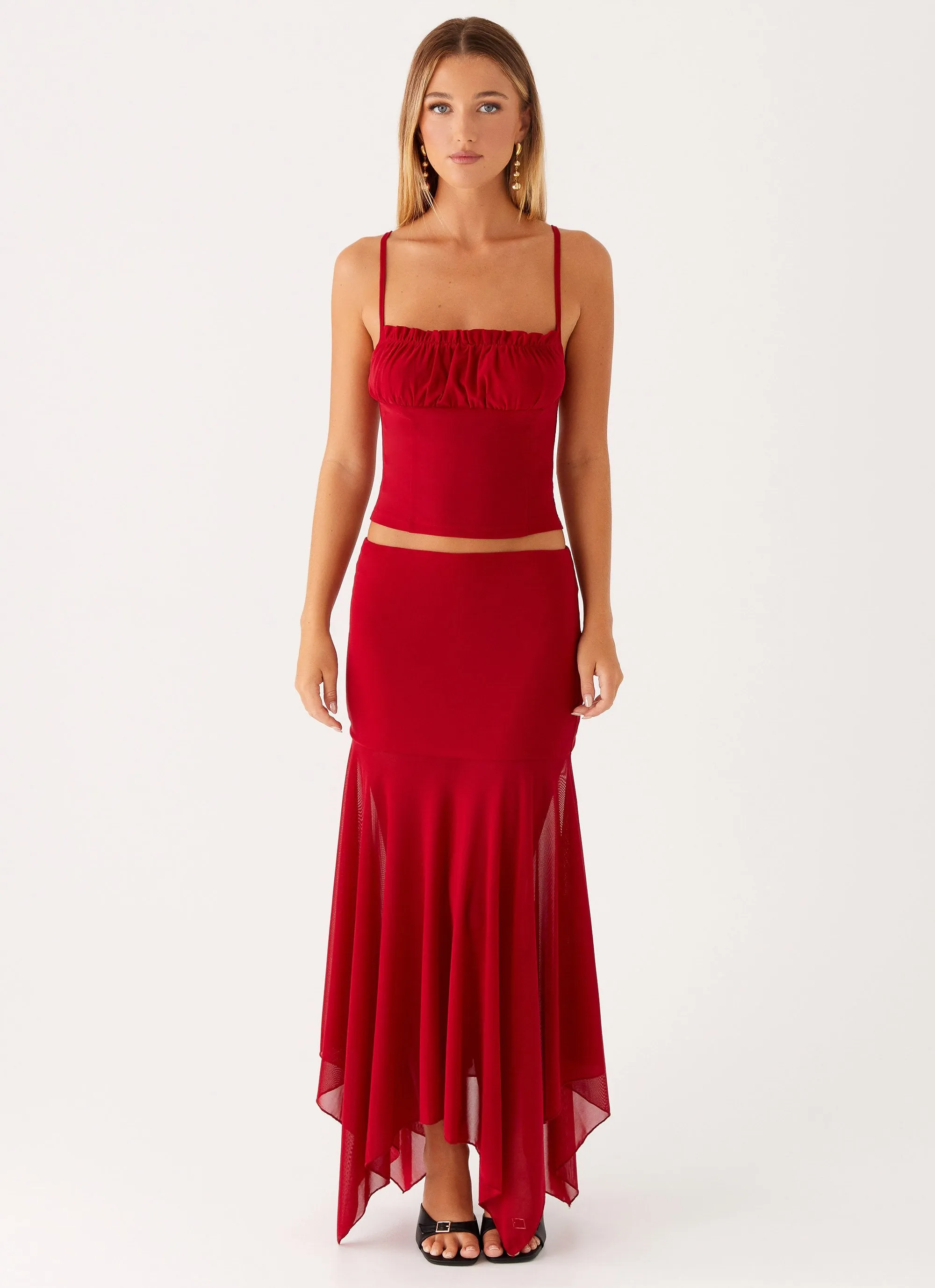 Dionne Maxi Skirt - Red Chic Tones