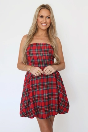 Yuletide Plaid Mini Dress (final sale) Soft Touch Blend Breathable Microfiber
