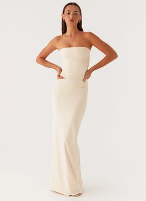 Romee Strapless Maxi Dress - Pastel Yellow Happy Fit